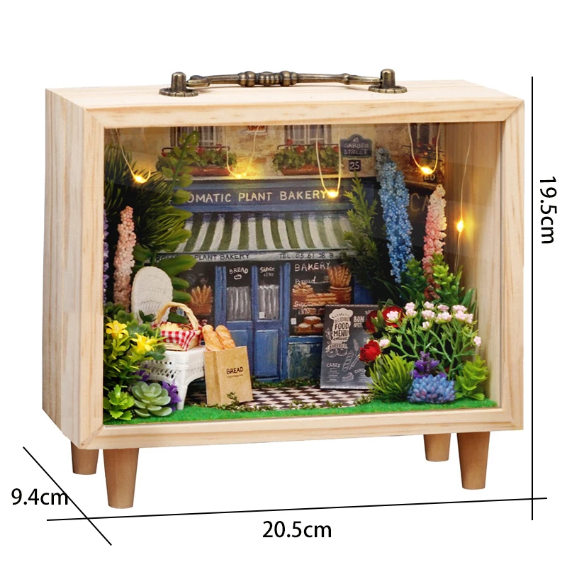 

DIY Wooden Dollhouse Kit Assembled Miniature Furniture Casa Light doll house Sunflower Bakery Store Roombox Toys