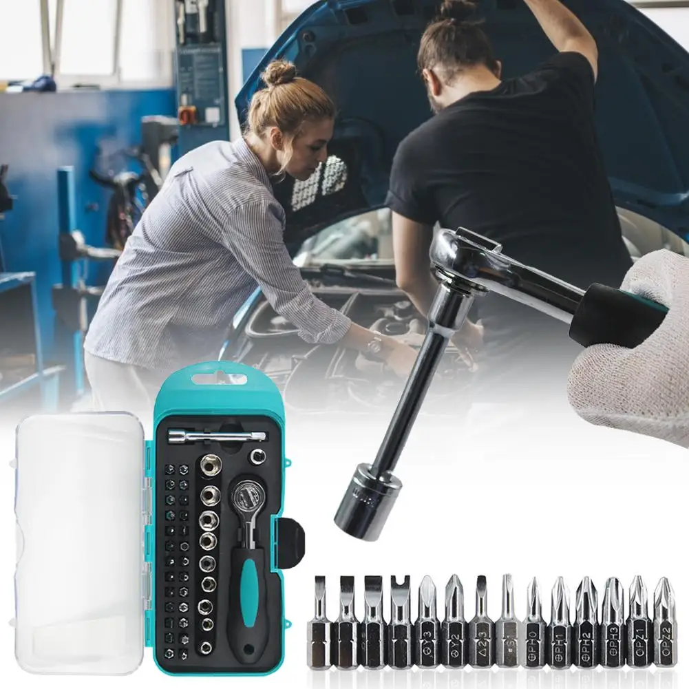 Набор трещоточных торцевых ключей комплект из 38 предметов быстросъемная