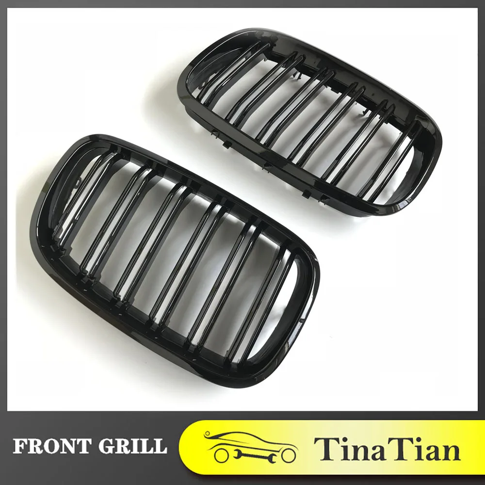 Полированная Черная решетка для радиатора L + R X5/X6 двойная фанера передний бампер