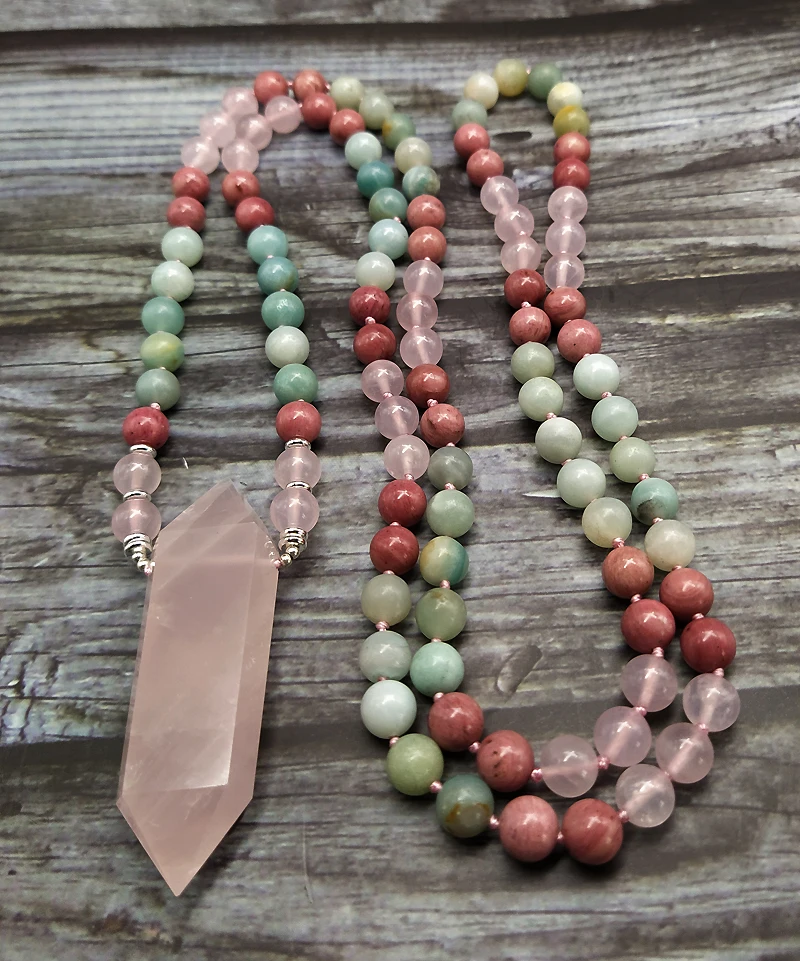 Бусины из амазонита и розового кварца YA4091 ожерелье ручной работы с бусинками |