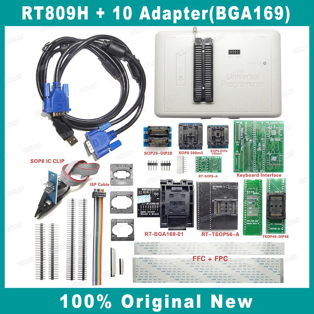 Оригинальный Новый RT809H Программирование NAND Flash с адаптером EMMC RT-BGA169-01 TSOP48 TSOP56