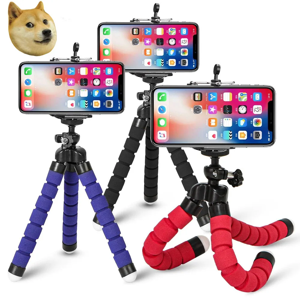 

Flexible sponge Octopus mini tripod Holder for phone with wireless remote shutter iPhone mini camera tripod mobile phone clip