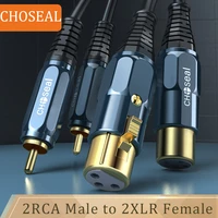 choseal 2 xlr female to 2 rca male cable hifi stereo audio rca to xlr speaker microphone amplifier mixer patch cable