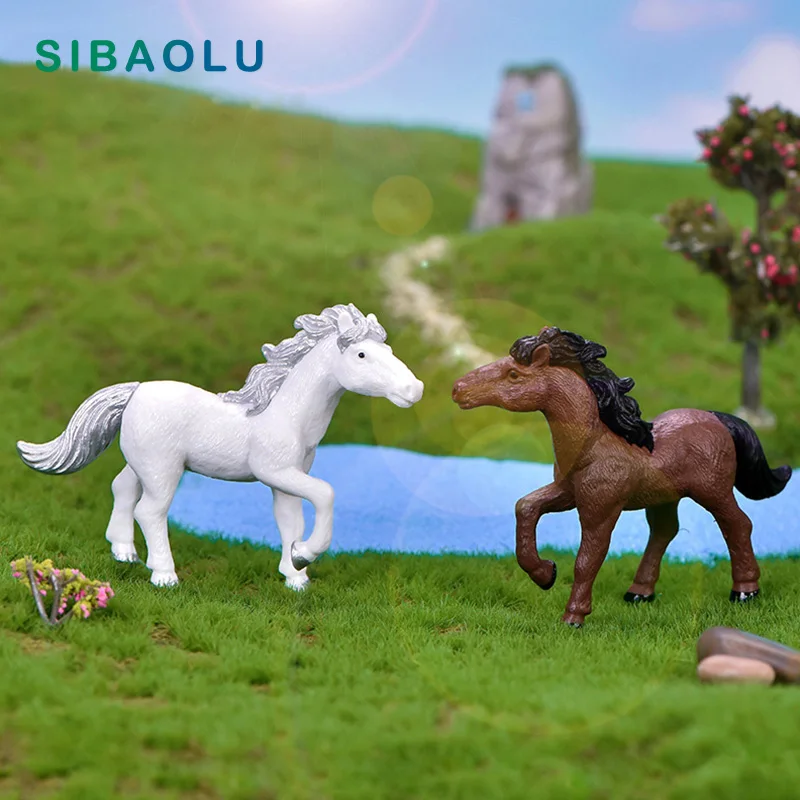 

New Simulation Horse Figurine Cartoon Animal Model Diy Home Decor Bonsai Miniature Fairy Garden Decoration Accessories Modern