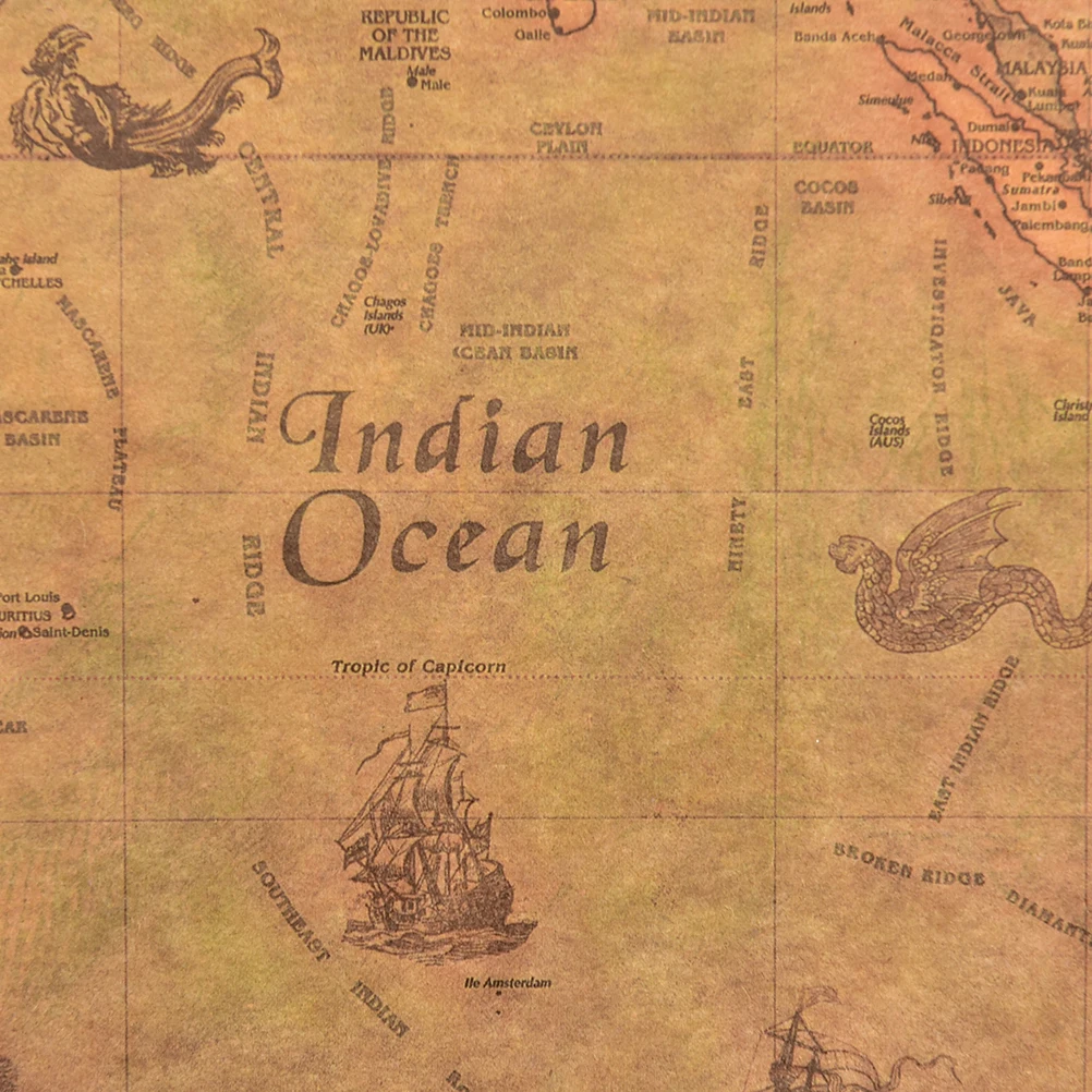 Карта стикер высокое качество 2 размер крафт океан море живопись старый Бумажный