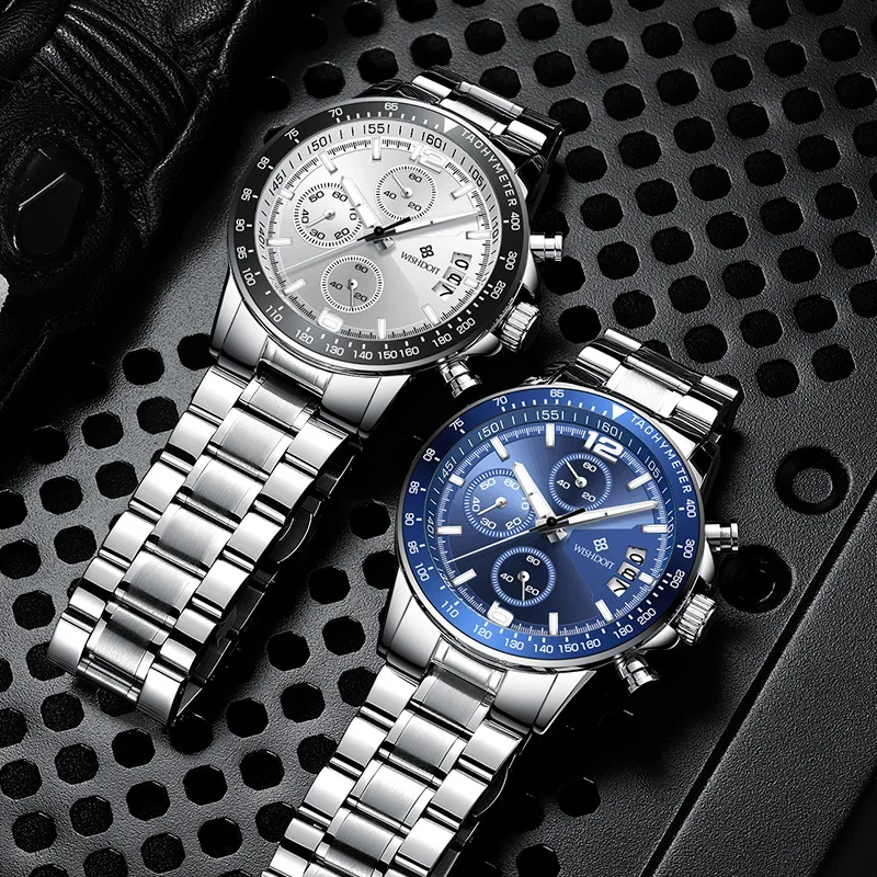 Часы WISHDOIT Мужские кварцевые спортивные Роскошные водонепроницаемые с