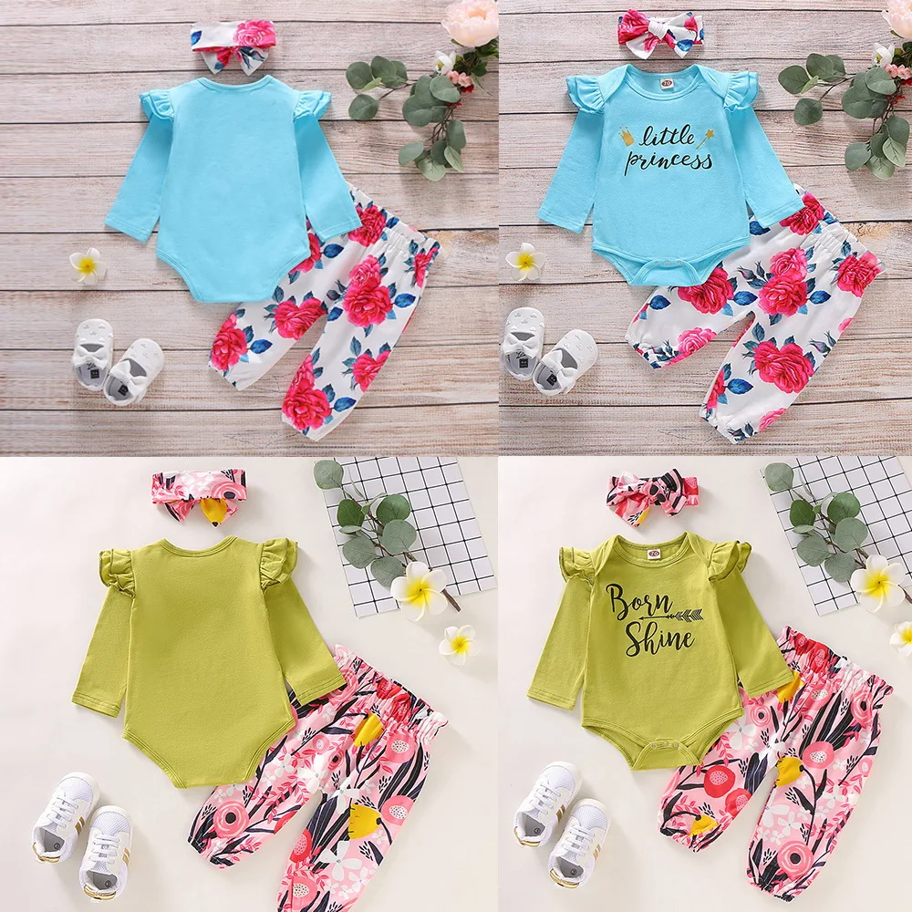 3 предмета новая милая Одежда для новорожденных девочек летний костюм принцессы