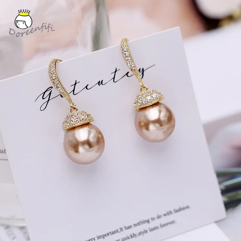 

Luxury Vintage Pearl Earrings 925 Sterling Silver Fashion 2020 New Zircon Retro Earrings Ear Hook Drop Earrings Dangle Bride