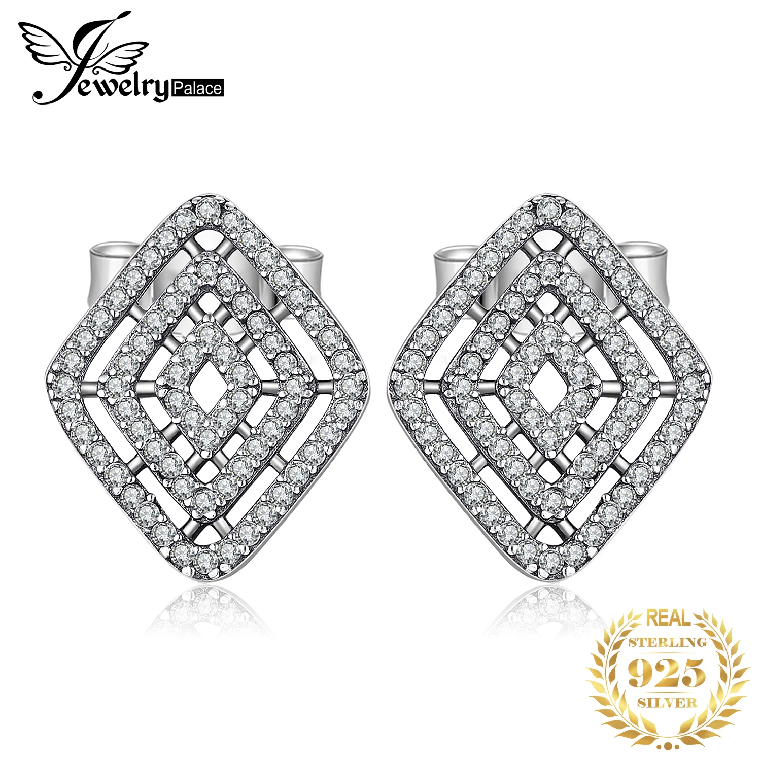 Jewelrypalace 925 стерлингов Серебряные серьги гвоздики Геометрические линии бабочка