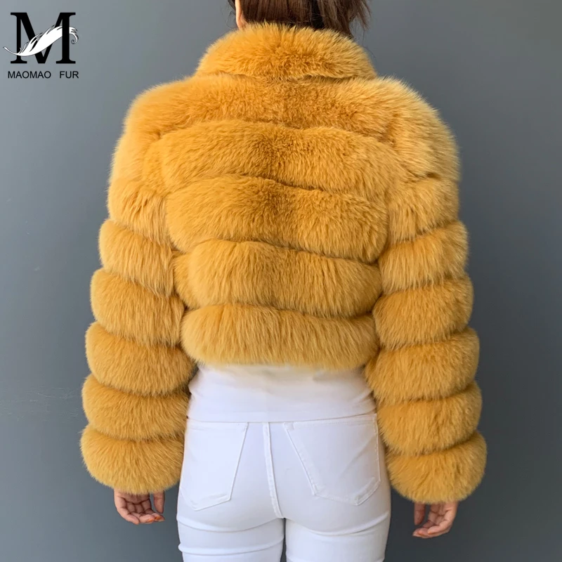 Женское пальто из натурального Лисьего меха короткая зимняя меховая куртка Верхняя одежда Акция Теплые Длинные рукава натуральный синий лисий мех пальто