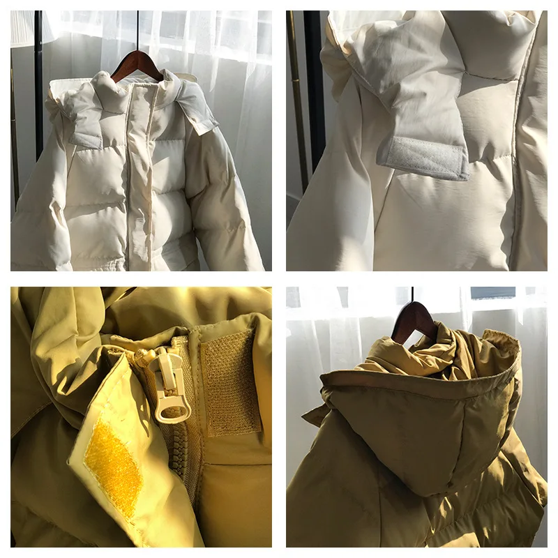 2020 Winter Clothes Women Korean Style Hooded Padded Puffer Jacket Coat Streetwear Beige Femme Parkas Black Ropa Mujer Invierno