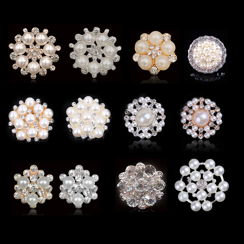 Новинка 2019 10 шт. жемчужные пуговицы с цветами Стразы для свадебного украшения или