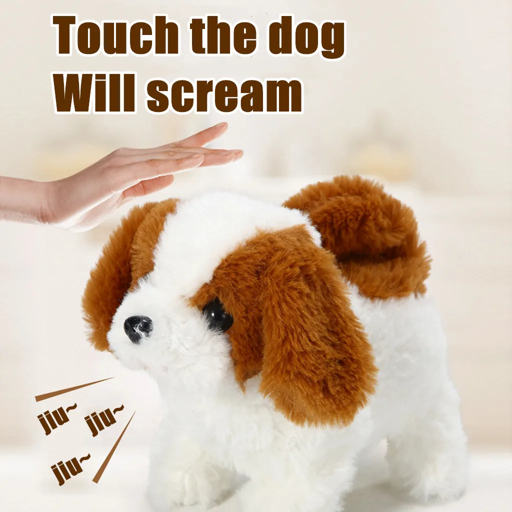 Игрушка плюшевая электрическая щенок может лаять и ходить с хвостом кукла