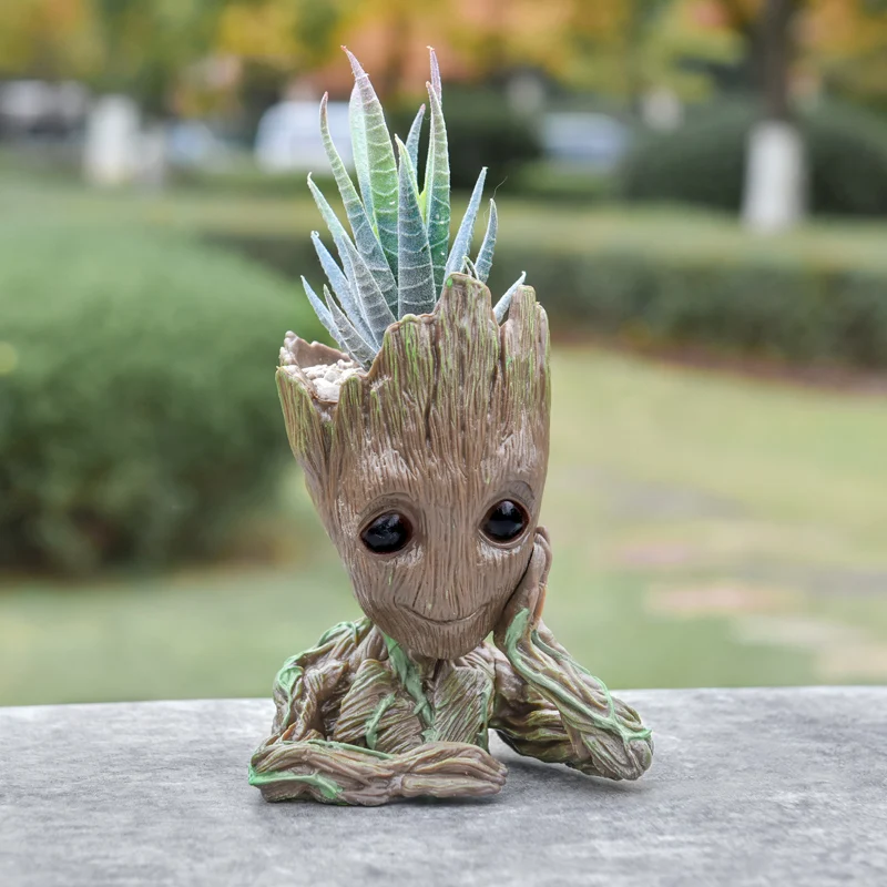 Мини цветочный горшок Groot милая игрушка искусственные горшечные цветы из смолы