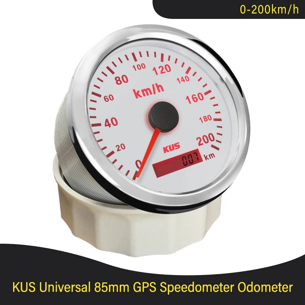 

New KUS Universal 85mm GPS Speedometer Speedo 200km/h for Car Truck Motor Auto with Red/Yellow Backlight 12V 24V