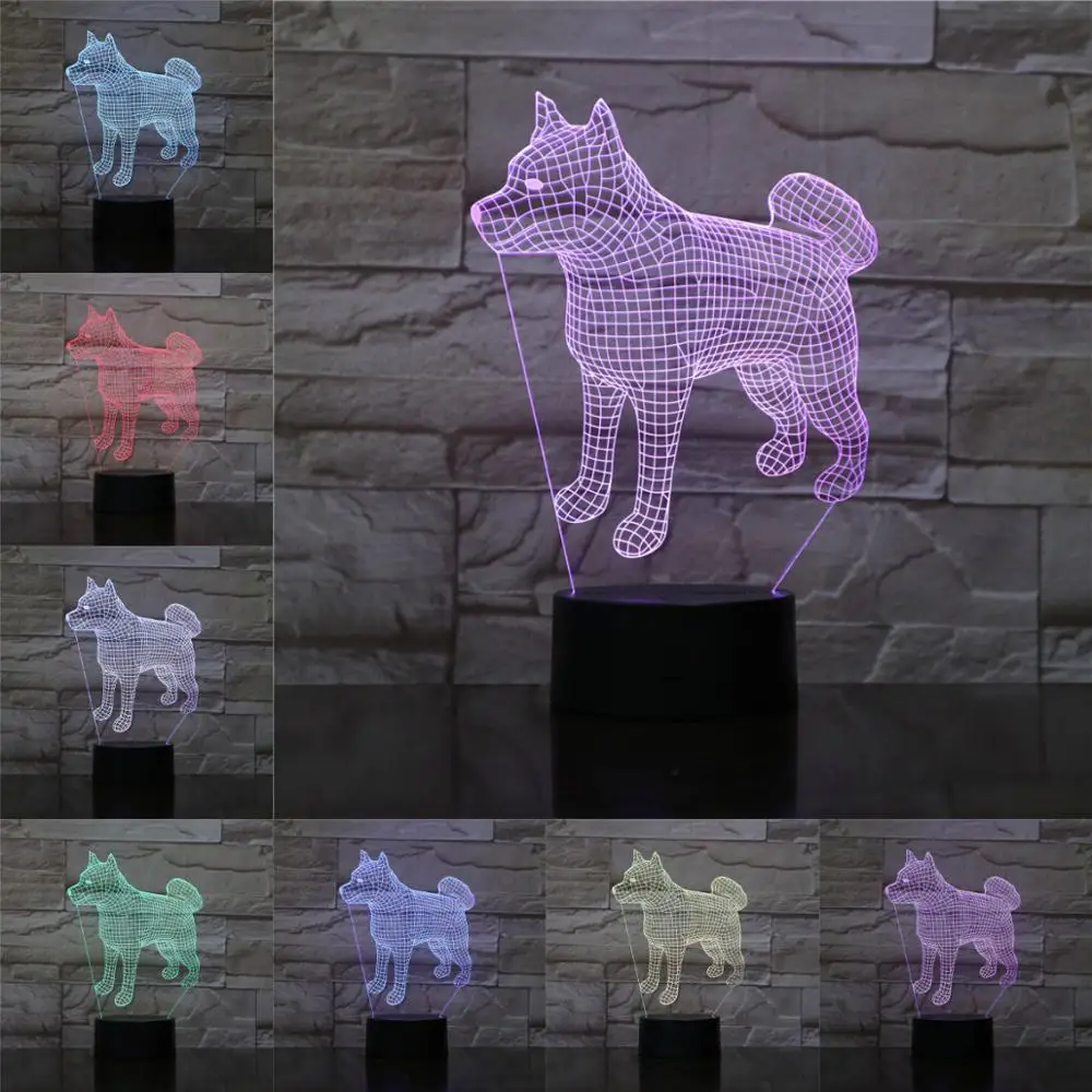 Новый креативный 3D светодиодный светильник для собаки с сенсорным пультом