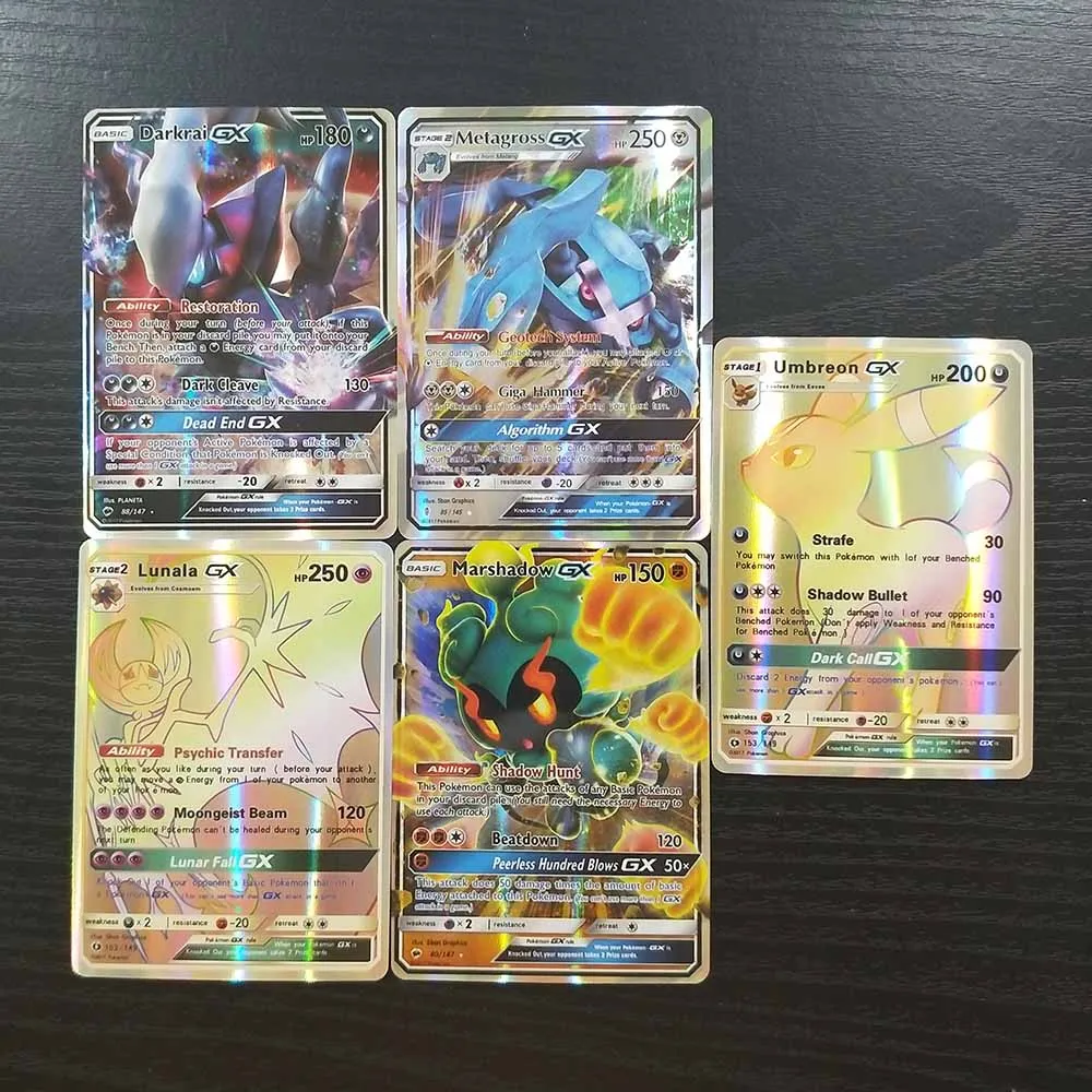 

100PCS/Box Pokemon TRAINER GX Shining Cards TOMY Playing Game Trading Battle Collection Card Booster Best Selling Kids Toys Gift