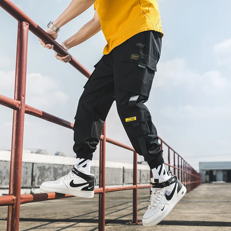 

2021 New Hip Hop Joggers Cargo Pants Men Harem Pants Multi-Pocket Ribbons Man Sweatpants Streetwear Casual Mens Pants XS-5XL