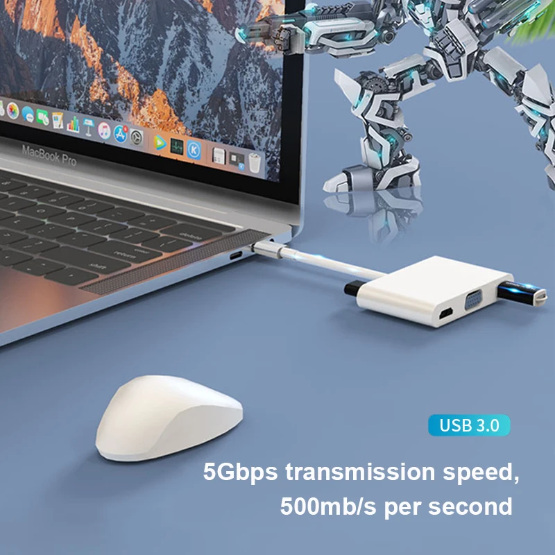 USB концентратор Basix Type C на HDMI 4K VGA для зарядки 3 0 адаптер SD TF MacBook pro Samsung S9 S10 Huawei P20