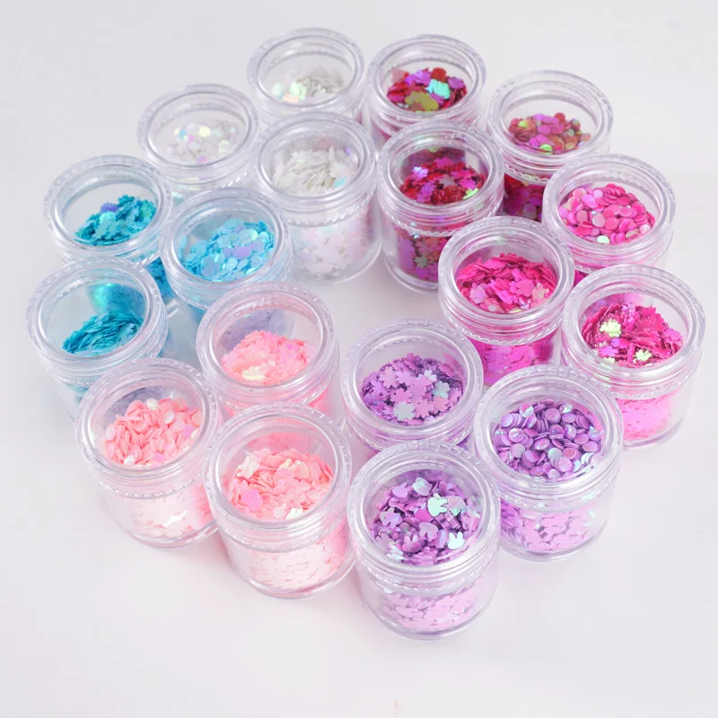 18PCS/Set Resin Shinning Filling Flash Glitter Rabbit Sakura Round Glitter UV Epoxy Resin Pigment Nail Art Decoration