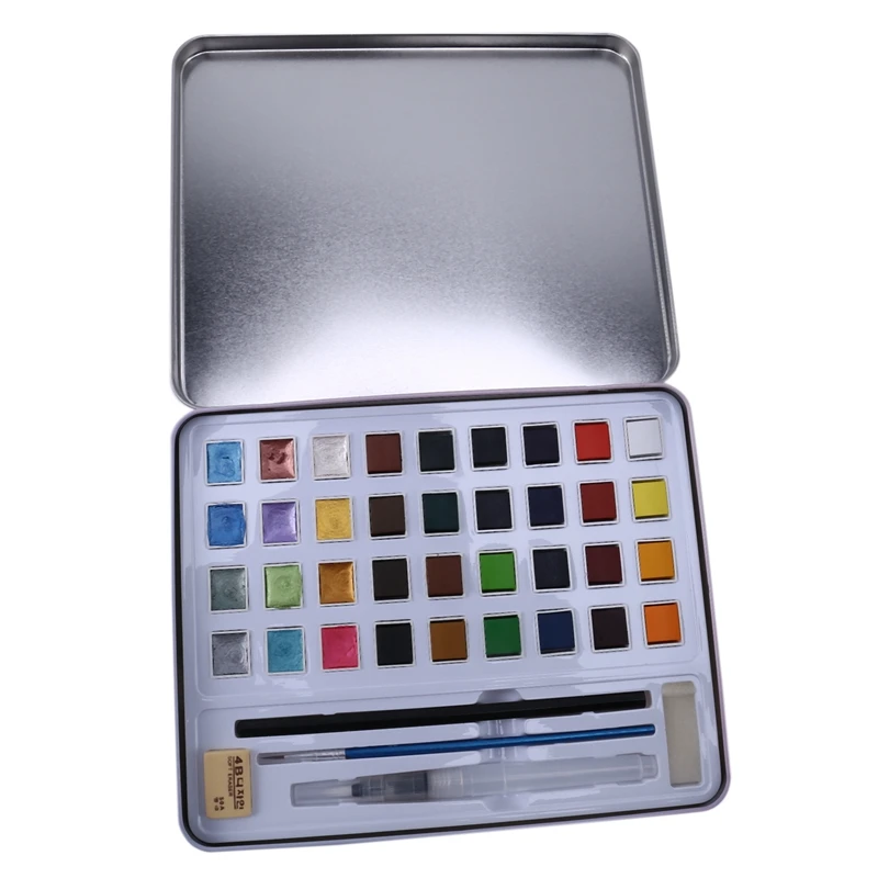 

XILEYW Solid Watercolor Paint Set, Portable Iron Box Pigment Set, Hand-Painted Pearl Color Nail Is Suitable for Art