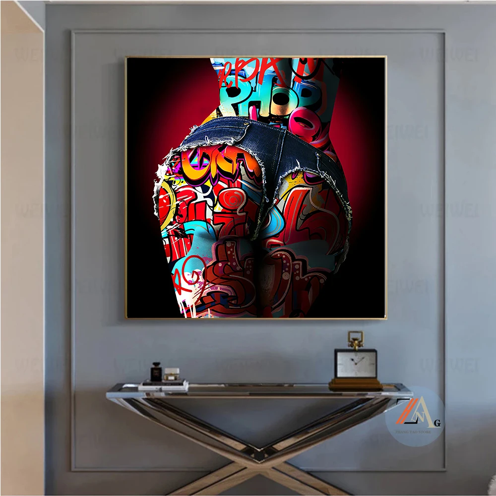 

Canvas Painting Pictures Pop Graffiti Sexy Ass Wall Art Colorful Posters and Prints Home Decoration Artwork Canvas Art Cuadros