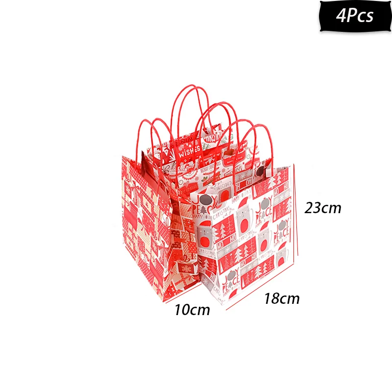 4pcs red color WEIGAO милый олень дерево Подарочная коробка конфеты сумки Счастливого Рождества пакет для печенья на год рождественские вечерние подарочные пакеты пластиковые пакеты - Цвет: 4pcs red color