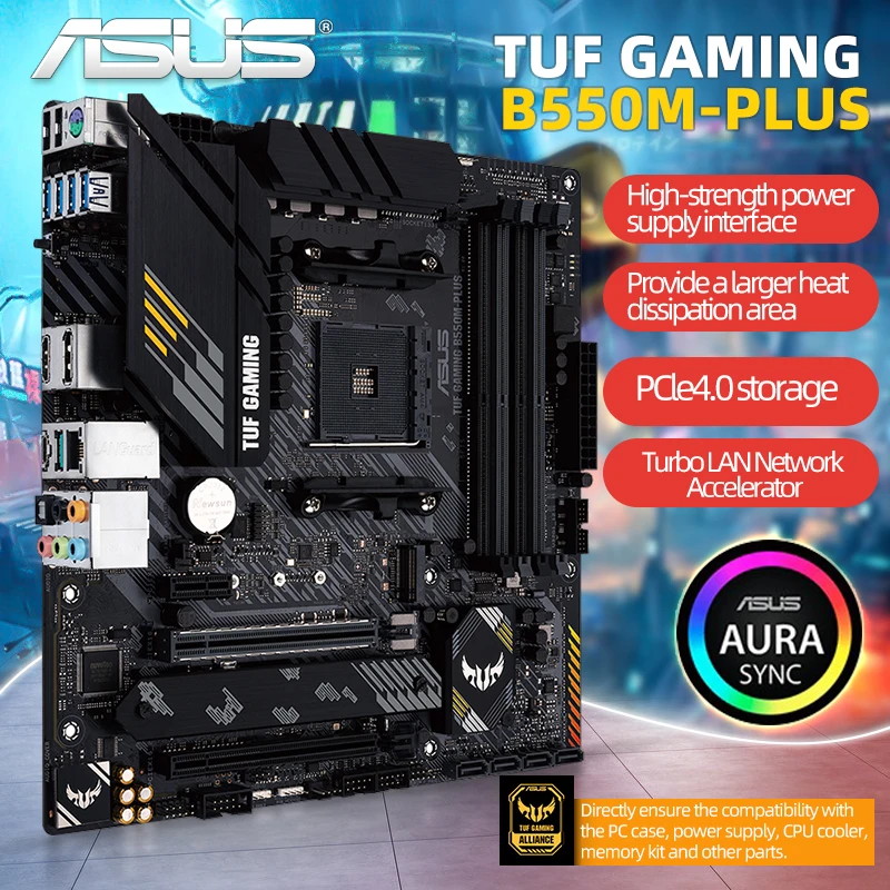 

ASUS New TUF GAMING B550M PLUS Micro-ATX B550M Motherboard Set Kit DDR4 4600(OC) MHz 128G Socket AM4 Support Ryzen Processor