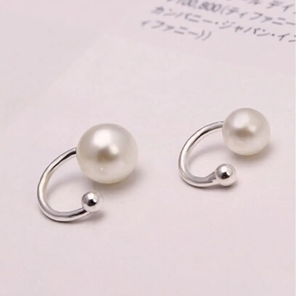 Женские серьги в стиле панк имитирующие перламутровые манжеты клипсы без