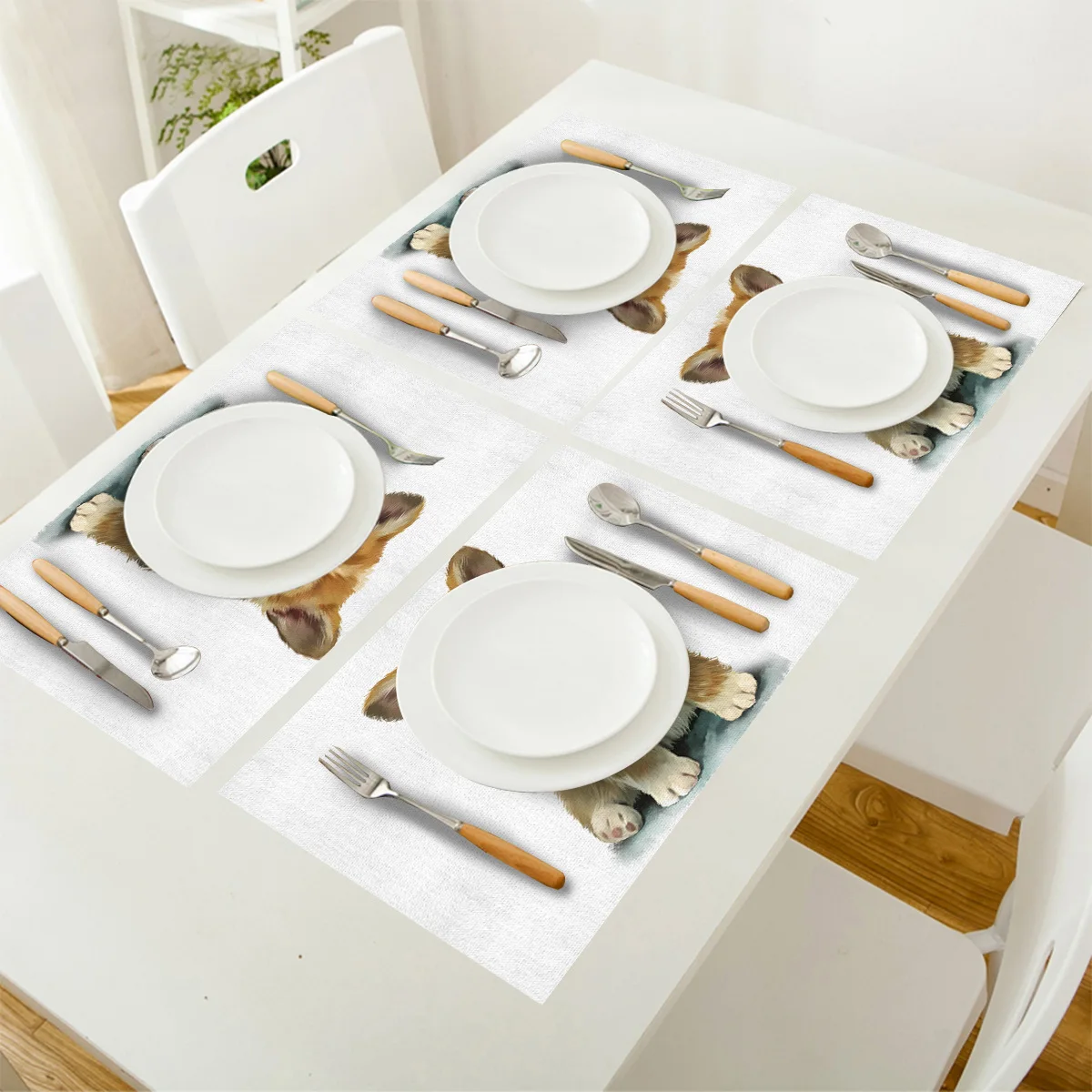 4 6 штук в партии комплект Коврики на стол корги собака из милых домашних животных