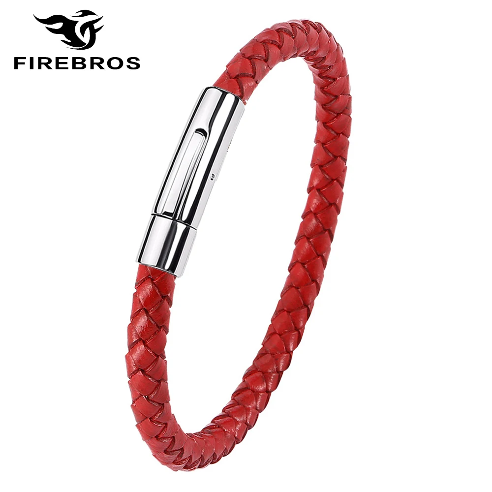 FIREBROS серебряный цвет нержавеющая сталь застежка 6 мм коричневый черный красный