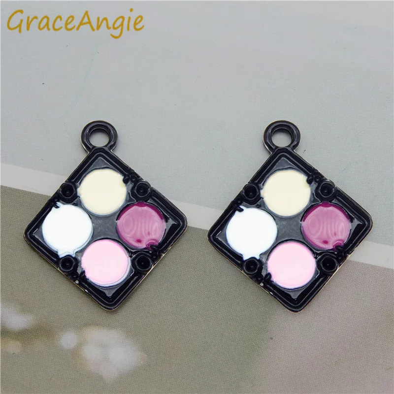 

4pcs Zinc Alloy Makeup Charms Pendant For Jewelry DIY Findings Rhombus Multicolor Blusher Enamel In Handmade Necklace Earrings