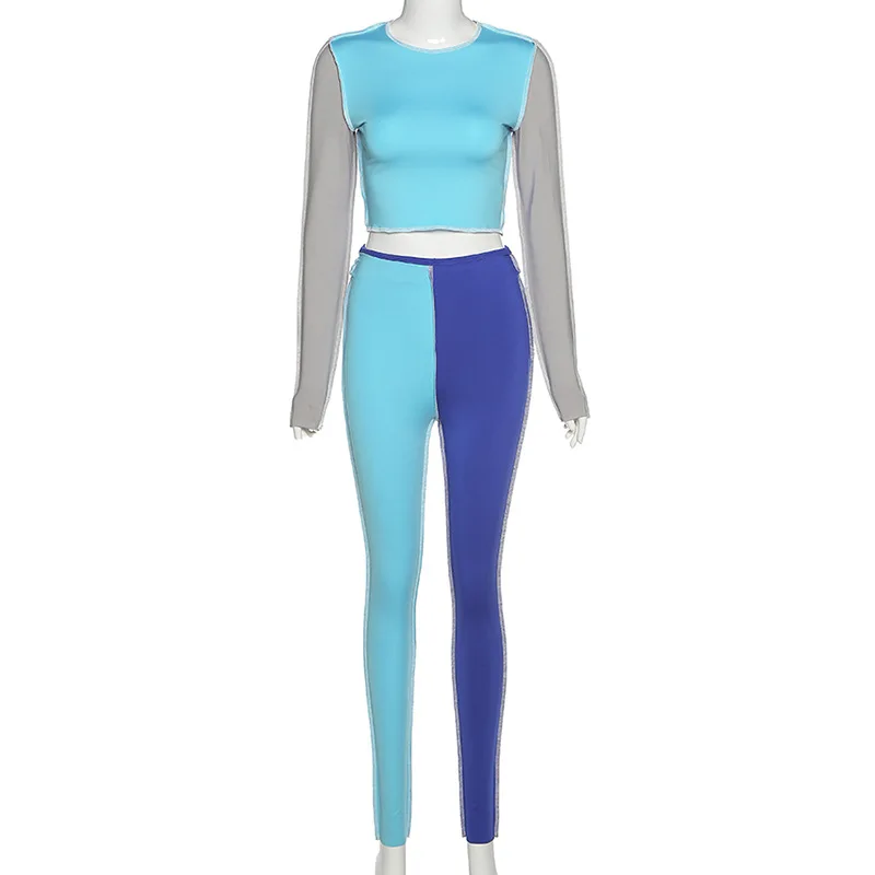 

92S1738215 Spring and autumn versatile street new women's fashion color matching slim waist casual suit women's two piece set