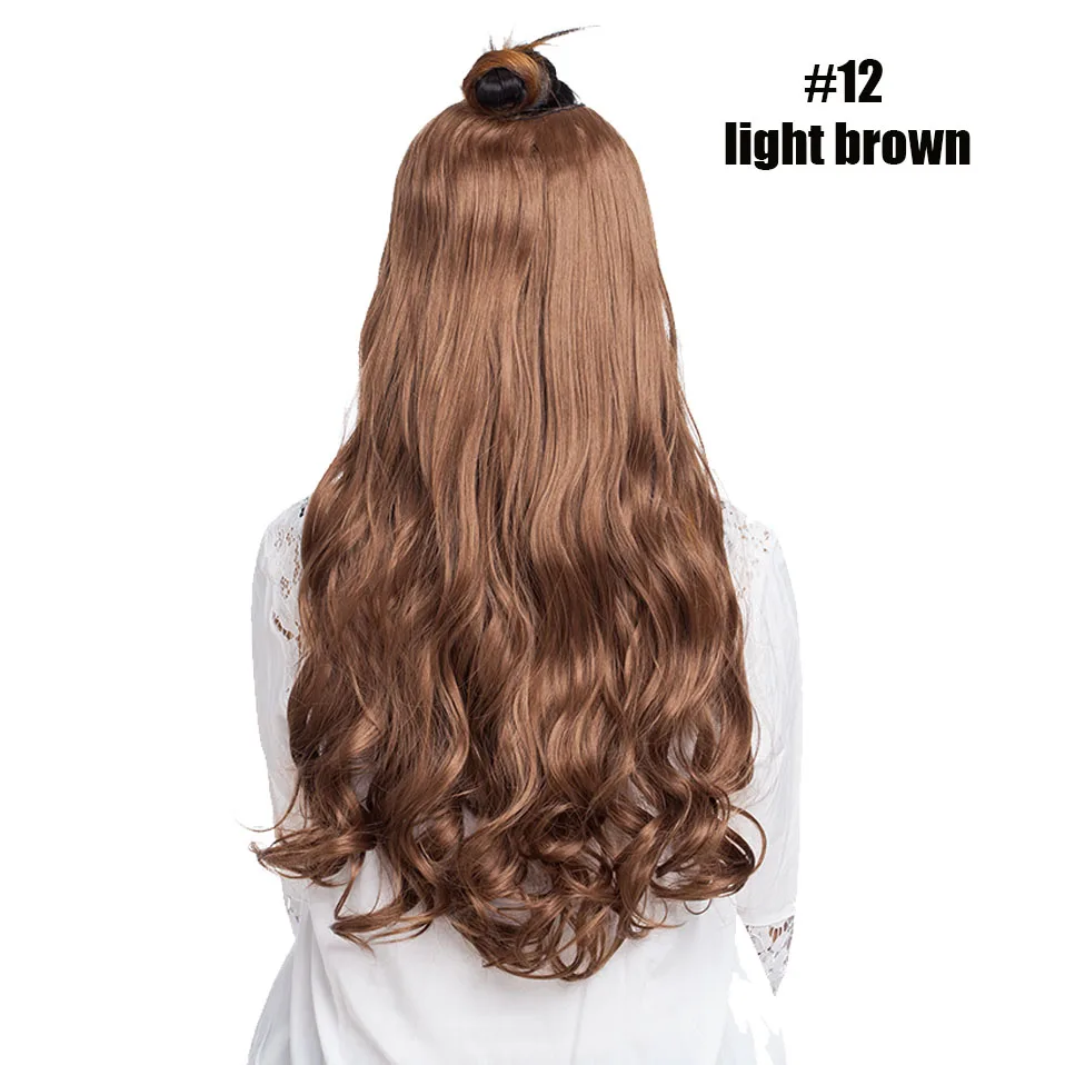 light brown S-noilite, прямые u-части волосы для наращивания на заколках, 4 заколки в одном куске, синтетические волосы для наращивания, искусственные волосы для женщин - Цвет: light brown