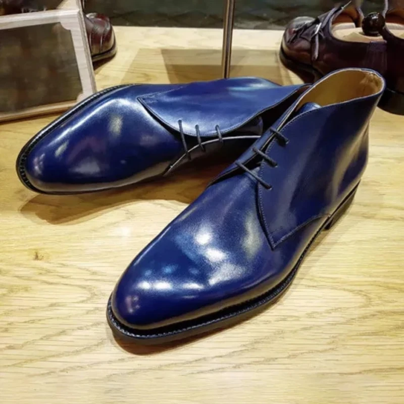 

Retro Men Fashion Autumn and Winter Classic Pointed Low Heel PU Leather Cuff Casual Business Comfortable Casual Boots AQ374