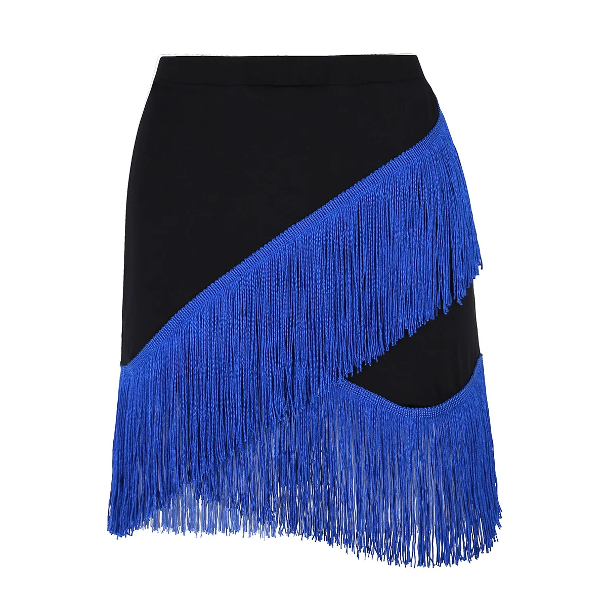 

Women Elastic Waistband Fringe Tassels Mini Skirt with Safety Shorts Tango Salsa Latin Dance Dress Stage Performance Costume