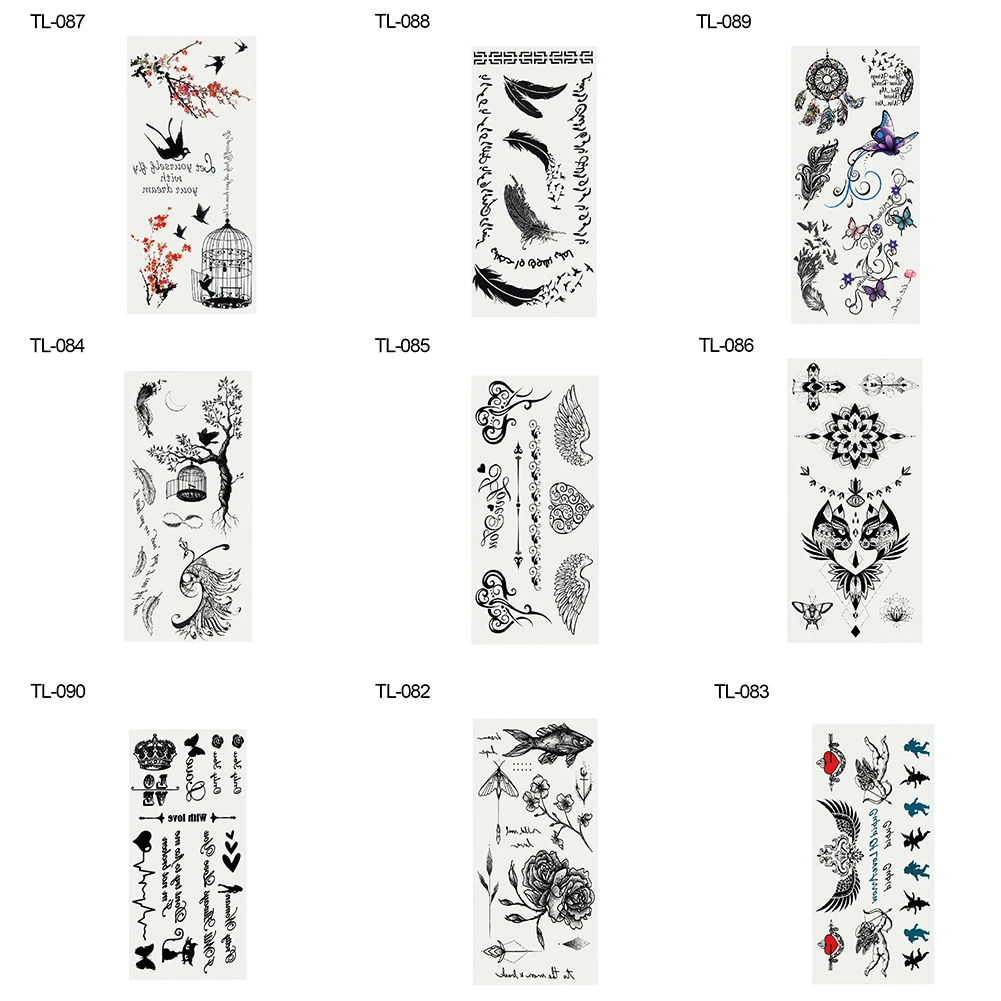 Боди-арт Съемные с деревом перо птица Мода временные фальшивые татуировки