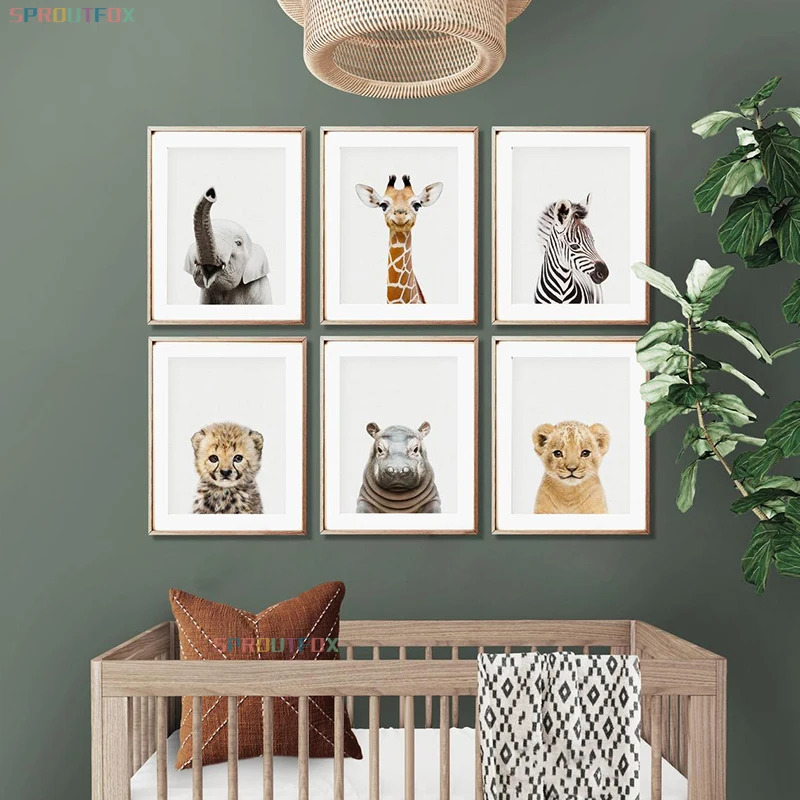 

Elephant Giraffe Lion Animal Posters Prints Nursery Wall Art Canvas Painting Child Picture Baby Kids Room Decorativos Vintage