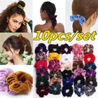 Простая бархатная эластичная резинка для волос, 10 шт.компл., аксессуары для волос, аксессуары для волос