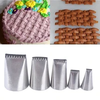 5pcs stainless steel cake icing piping nozzle basket weave pastry tips cream cupcake for sugar craft decorating baking supplies