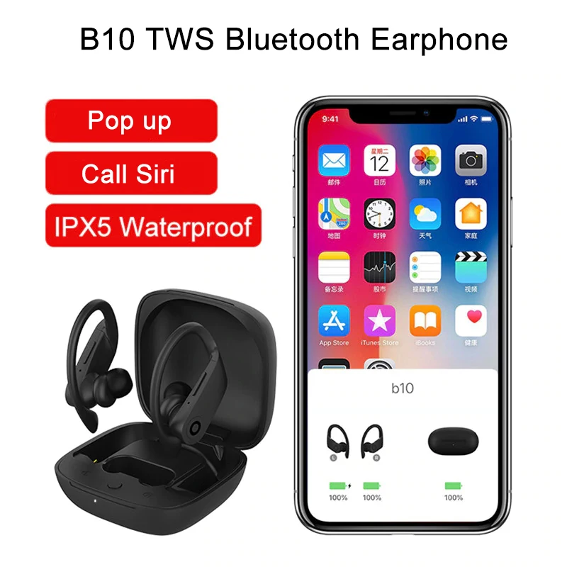 B10 TWS Bluetooth Headphones Wireless Earphone 5.0 Waterproof Sport headset Charge Earbuds Airbuds PK Q62 | Электроника