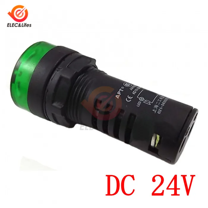 DC 24V Green AD16-22SM вспышка светодиодный звуковой сигнал светодиодный сигнальная светового Индикатора Лампа DC 12V 24V AC 110V 220V 22mm - Цвет: DC 24V Green