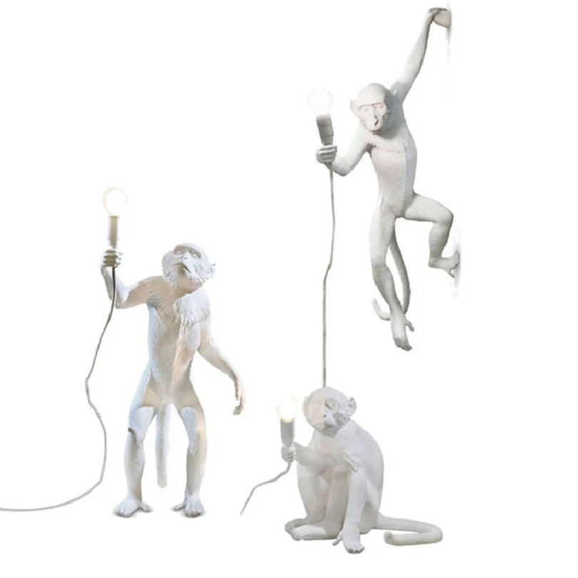 

Креативные подвесные светильники в форме обезьяны из смолы, Золотая Обезьяна, скандинавский светильник в стиле ретро, E27, для ресторана, спа...