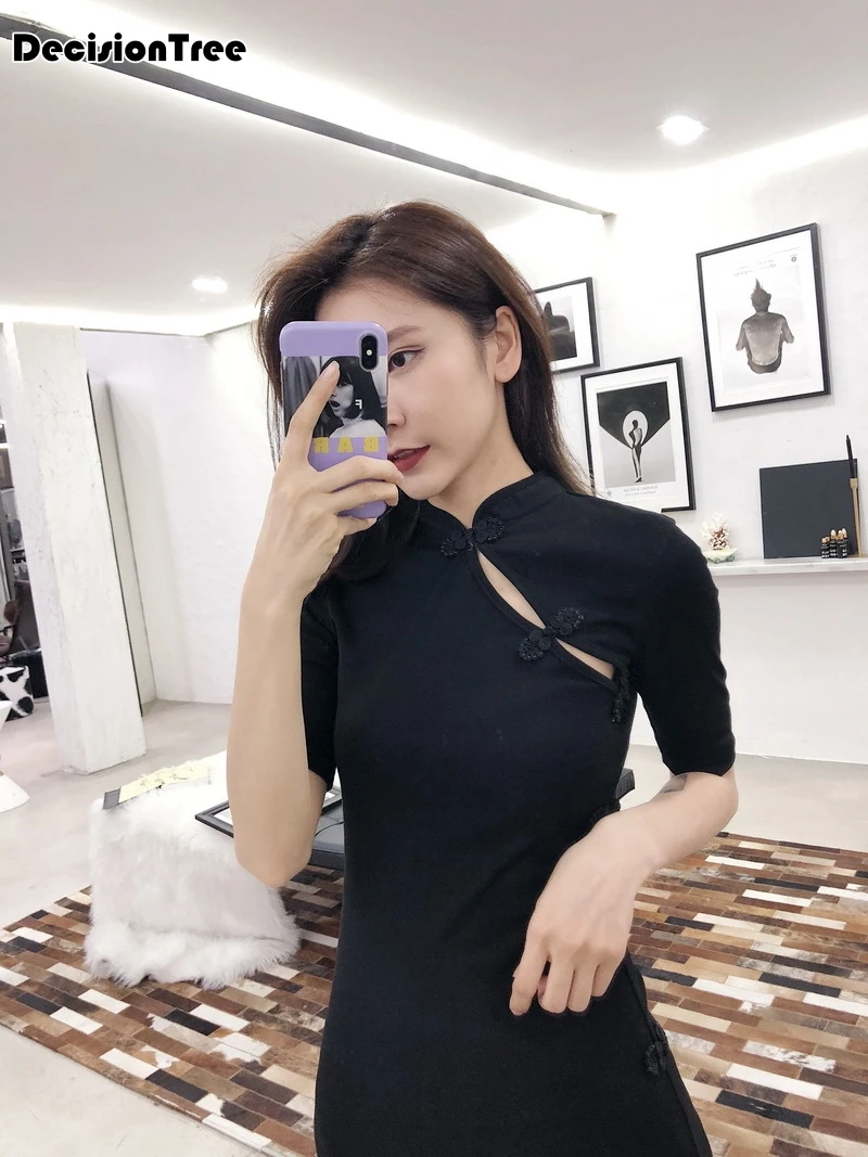 Китайское женское платье с коротким рукавом cheongsam улучшенное платье в китайском стиле винтажное женское платье с цветами qipao vestidos