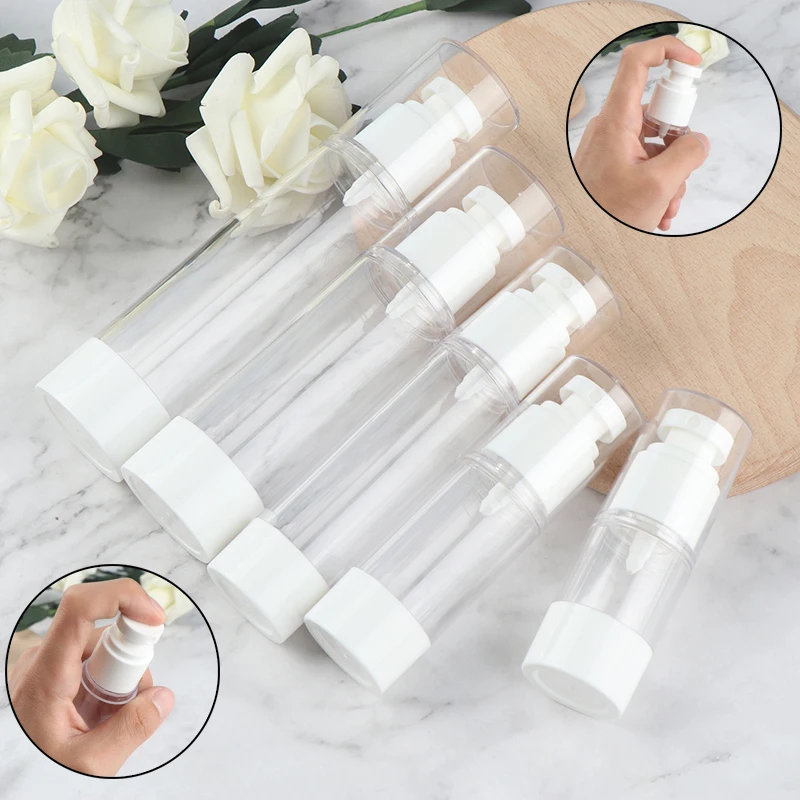 

Plastic Travel Bottle Refillable Bottle Transparent Airless Pump Perfume Vacuum Spray Bottle 15ml/30ml/50ml/80ml/100ml