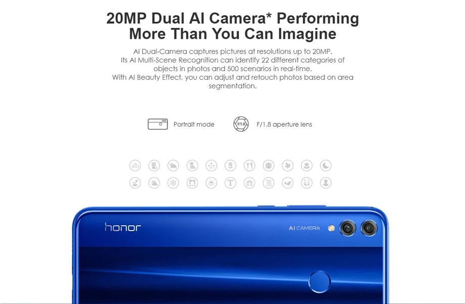Honor 8X Kirin 710 Восьмиядерный 6,5 ''20MP& 2MP& 16MP 3400 mAh ram 6GB rom 64GB распознавание лица отпечаток пальца
