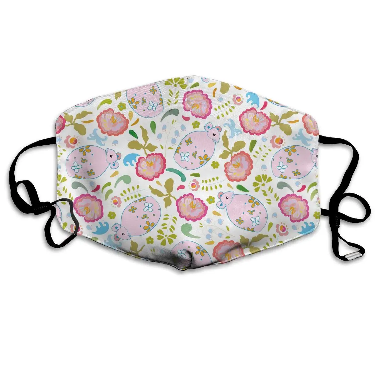 

Многоразовая моющаяся маска с розовой мышью и цветами, хлопковая противопылевая маска на половину лица для детей, подростков, мужчин, женщи...