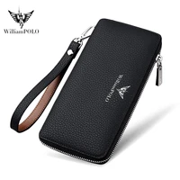 williampolo high end leather zipper long mens wallet fashion mobile phone credit card wallet pl121