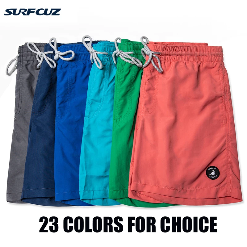 

SURFCUZ Men's Swimming Shorts Quick Dry Solid Beach Board Shorts with Pockets Mens Swimwear Surfing Shorts Casual Swim Trunks