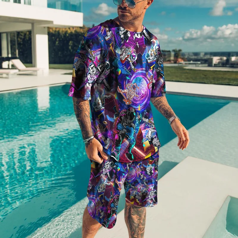 Новинка лета 2022 Мужская модная футболка с коротким рукавом и шорты костюм из двух